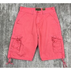 Evolution In Design Cargo Shorts Men 32 Coral Pink Cotton Utility Drawstring Hem